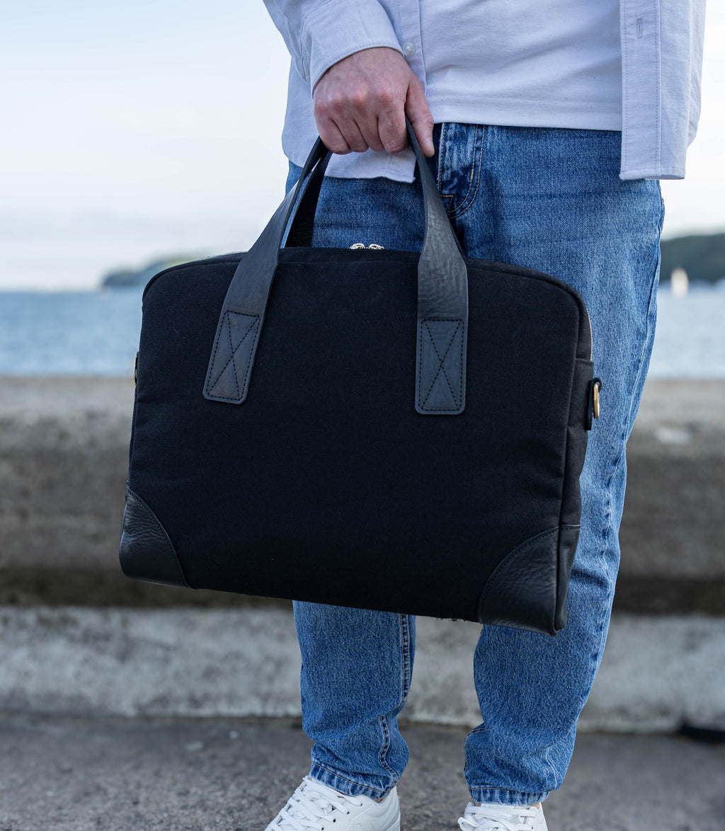 POLARIS Lite — torba na laptopa — płótno i skóra