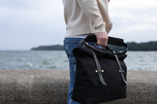 Torba kurierska ORION Roll-Top — płótno i skóra — rozmiar M