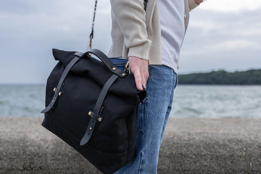 Torba kurierska ORION Roll-Top — płótno i skóra — rozmiar M