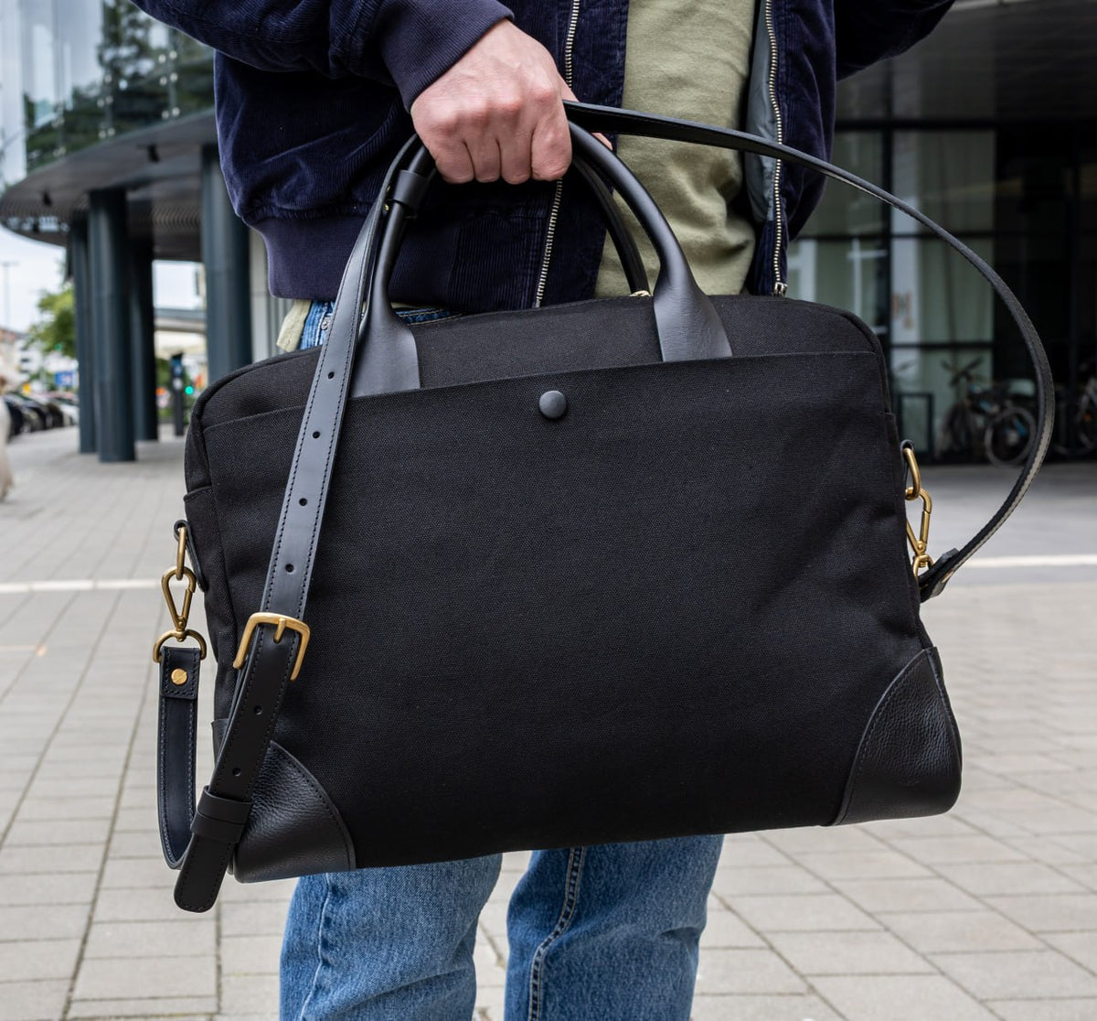 POLARIS — torba na laptopa — płótno i skóra