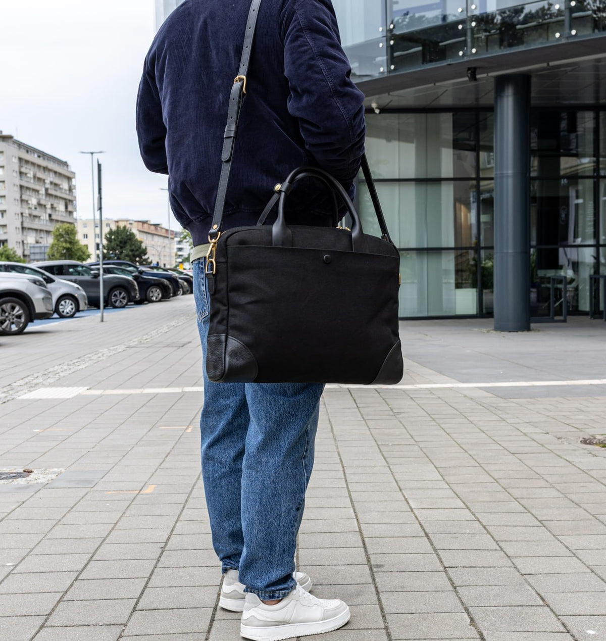 POLARIS — torba na laptopa — płótno i skóra