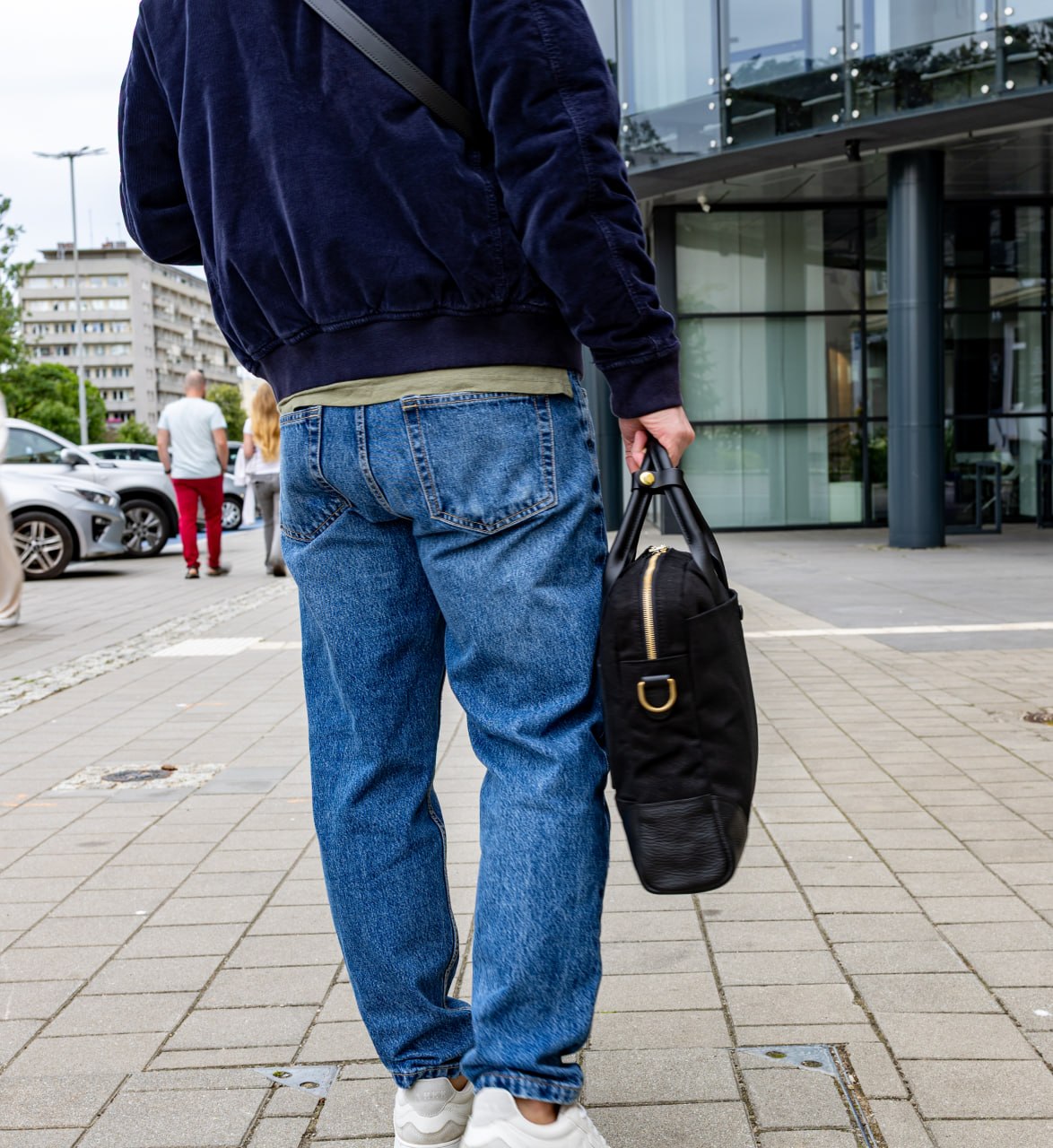 POLARIS — torba na laptopa — płótno i skóra
