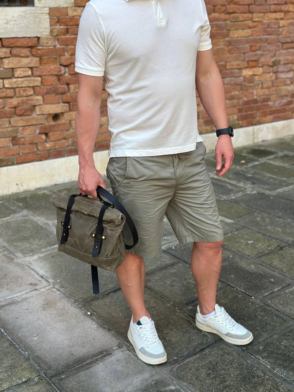 Torba kurierska ORION Roll-Top — płótno i skóra — rozmiar S